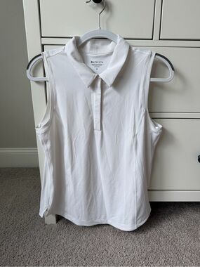 Athleta White Sleeveless Polo Tank